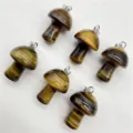 Natural Tiger Eye Stone Mini Mushroom Pendant DIY Jewelry Charm Crystal Stone Accessories - Tiger's Eye