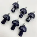 Blue sandstone mini mushroom pendant DIY necklace jewelry accessories charm cute design. - Blue Sand