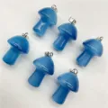 Blue crystal stone mini mushroom pendant 2cm charm for DIY necklace jewelry accessories variant. - Blue Cat's Eye