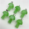 Green crystal stone mini mushroom pendant necklace charm DIY jewelry accessory option - Light Green Cat's Eye