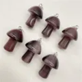 Natural stone mushroom pendant mini crystal mushroom DIY necklace jewelry accessories charm - Brown Cat's Eye