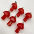 Red agate crystal mini mushroom pendant for DIY jewelry accessory necklace charm 2cm - Red Cat's Eye