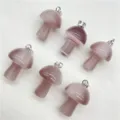 Natural crystal pink cat eye stone mushroom pendant DIY necklace jewelry accessories 2cm - Pink Purple Cat's Eye