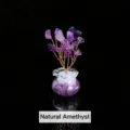 Arbre d'argent en cristal d'améthyste naturelle bonsaï en pierre précieuse décoration de table - Environ 7 cm de hauteur / Améthyste Naturelle