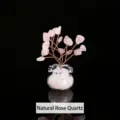 Arbre a argent en cristal de quartz rose naturel decoration de table avec un vase. - Environ 7 cm de hauteur / Quartz rose naturel