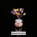 Variante d'arbre à argent en cristal d'amétrine naturelle vase décor pour bureau. - Environ 7 cm de hauteur / Amétrine Naturelle