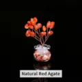 Arbre à argent en cristal de pierre précieuse d'agate rouge naturelle dans un vase en verre - Environ 7 cm de hauteur / Agate rouge naturelle