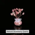 Arbre à argent en cristal de fraise naturel, gravier de cristal, vase en verre. - Environ 7 cm de hauteur / Quartz fraise naturel