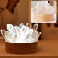 Veilleuse naturelle en amas de cristal avec base en bois alimentée par USB pour chambre. - Monocristal Blanc-Lumière Froide