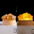 Veilleuse cristal naturel amas amétrine USB lampe ambiance chevet variante article - Pierre Brute de Fluorite Jaune Lumière Chaude