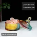 Frasco de vidrio rayado colorido con cristales de sal rosa para difusor de aroma y lámpara. - Neón Colorido-1