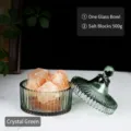 Frasco de vidrio para lámpara de sal con trozos de sal rosa para decoración de dormitorio. - Verde-1