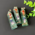 Natural crystal stone hexagonal pillar pendant hand wrapped wire chakra healing gemstone necklace - Green Fluorite