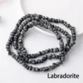 Perles de copeaux de labradorite naturelle perles en vrac irrégulières bricolage bracelet - Env. 5-8mm/Env. 80cm / Labradorite (Rond)