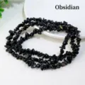 Bracelet en copeaux d'obsidienne noire semi-finis perles en vrac pour fabrication de bijoux - Env. 5-8mm/Env. 80cm / Obsidienne