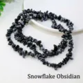 Perles de Gravier en Obsidienne Flocon de Neige Noires et Blanches Cristaux DIY Bracelet - Env. 5-8mm/Env. 80cm / Obsidienne flocon de neige