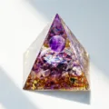 Handmade Orgonite Crystal Pyramid Figurine with Amethyst Stone and Flower of Life Decor - AG 4