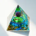 Crystal pyramid resin orgonite ornament with crystal sphere and tree of life design. - AG 5