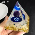 Crystal pyramid resin ornament with crushed stones and sphere design variant view - AG 9