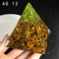 Handmade crystal crushed stone resin pyramid tree desktop ornament, lucky energy healing decor. - AG 12
