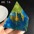 Handmade Natural Crystal Stone Tree Pyramid Resin Ornament Tabletop Decor Figurine - AG 16