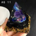 Handmade resin crystal pyramid ornament with amethyst sphere and gold foil decor for home desk. - AG 11