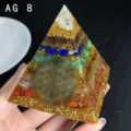 Handcrafted Orgone Crystal Pyramid Resin Gold Foil Energy Generator for Home and Table Decor - AG 8 6cm