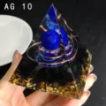Orgonite crystal pyramid with lapis lazuli sphere and copper wire for home desk decor - AG 10