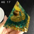 Handmade resin orgonite pyramid desktop ornament with tiger eye stone and gear design decor. - AG 17