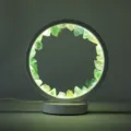 Lámpara de mesa LED de cristal natural en bruto luz de noche de escritorio decoración interior - Marco Blanco Redondo Fluorita Verde