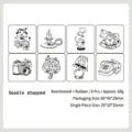 Set de tampons en caoutchouc bois 8 pcs motif doodle vintage journal bricolage déco - Doodle Gelé