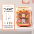 Cute cartoon piggy pen holder with drawer multi-grid desktop stationery storage box orange - Orange Pig Pen Holder (4 3D Stickers + Sticker)