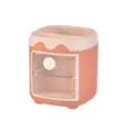 Cute cartoon pig desktop pen holder storage box with clear door for office stationery girls. - Orange Pig Pen Holder