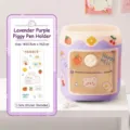 Cute cartoon pig desktop pen holder multi-compartment storage box for office and school supplies - Purple Pig Pen Holder + Running Rabbit Sticker