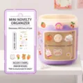 Cute cartoon pig pen holder with drawer, multi-compartment desktop stationery organizer box for office. - Purple Pig Pen Holder (4 3D Stickers + Sticker)