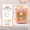 Cute pink pig pen holder, multi-grid desktop stationery storage box with open door. - Light Pink Pig Pen Holder (4 3D Stickers + Sticker)