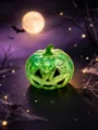 Halloween leuchtendes Kürbis Quetschspielzeug mit Glitzer, Stressabbau Entlüftungsspielzeug. - OPP-Beutel / Grün