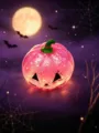 Halloween rosa Kurbis Squishy Spielzeug mit Glitzer, niedliches Anti-Stress Fidget Toy fur Party. - OPP-Beutel / Rosa
