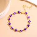 Bracciale catena oro malocchio viola moda gioielli a mano fortunati per le donne - Viola & Oro