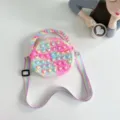 Colorful silicone heart push pop bubble round crossbody bag for women with adjustable strap. - Tie-Dye Macaron