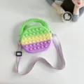 Silicone push bubble sensory fidget toy crossbody bag rainbow heart shoulder bag for women - Purple Rainbow