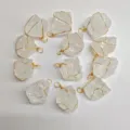Raw white crystal quartz stone pendants wrapped in handmade gold wire for DIY jewelry making. - White Crystal