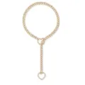 Collier cravate élégant en acier inoxydable doré avec anneaux coulissants et pendentif. - Collier Chaîne Coulissante Cœur / Or