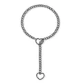 Détail de collier lariat coeur en acier inoxydable, bijoux chaîne coulissante style punk. - Collier Chaîne Coulissante Cœur / Métal canon