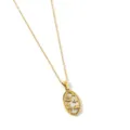 Collier avec pendentif ovale carte de tarot plaqué or 18K en acier inoxydable. - Étoile Lune Or