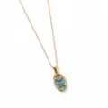 Collier Pendentif Carte de Tarot en Acier Inoxydable Doré avec Soleil Émaillé Bleu - Soleil-Or