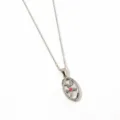 Collier pendentif carte de tarot ovale en acier inoxydable avec coeur rouge pour femmes. - Amoureux Argent
