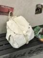 Sac à dos de randonnée léger et décontracté en beige, grand sac de voyage pour le quotidien. - L / Blanc