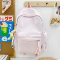 Cute Pink Gingham Backpack Women Student School Bag Large Capacity Casual Daypack - Single Bag / Pink