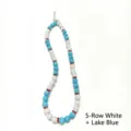 Collar de cuentas de estrás de cristal shamballa de bola disco de 10mm joyería moda - 10MM 5 Filas Blanco y Azul Lago